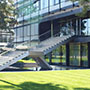 Der Eingang zum Hauptgebäude der Firma Trumpf in Ditzingen bei Stuttgart.